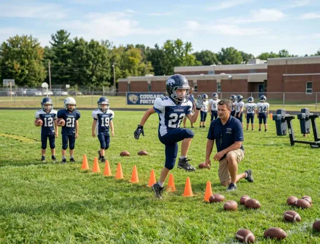 high knees warm up drill football beginners