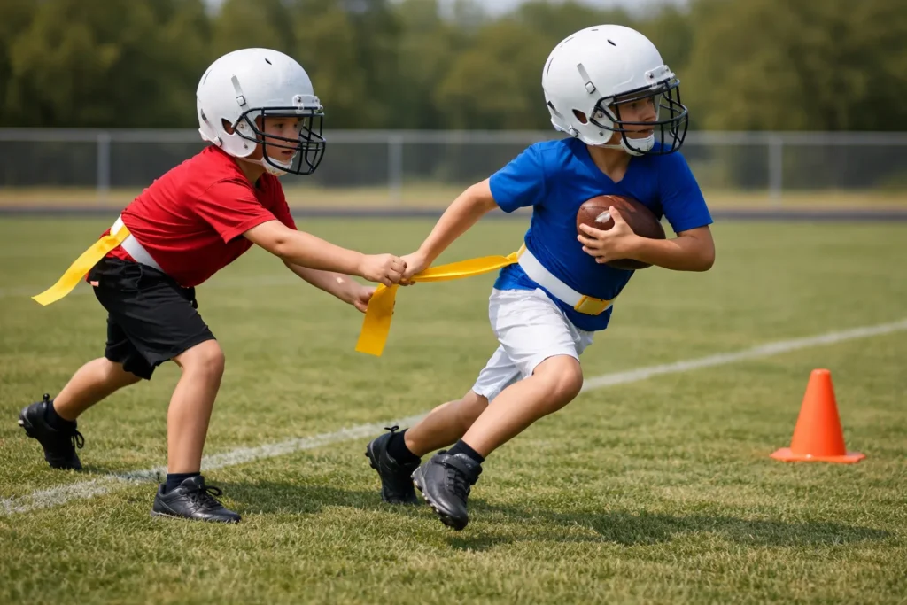 flag pulling football drill for beginners