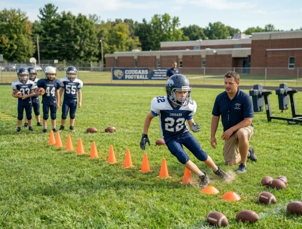 football agility cone drill for beginners