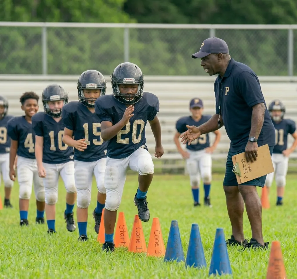 warm-up drills for first day youth football practice kids
