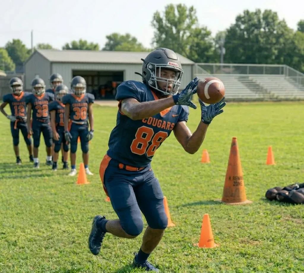 wide receiver catching drills football practice