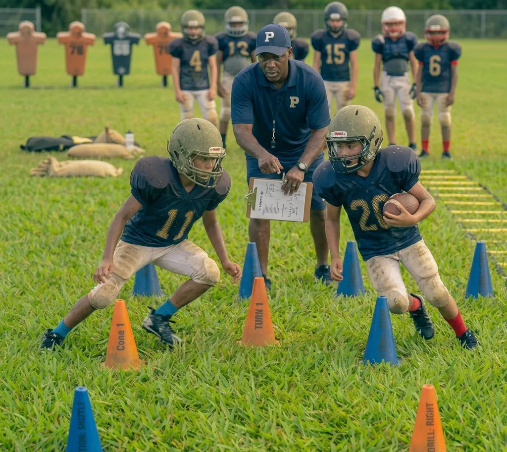 football player doing foot fire drill with fast feet movement