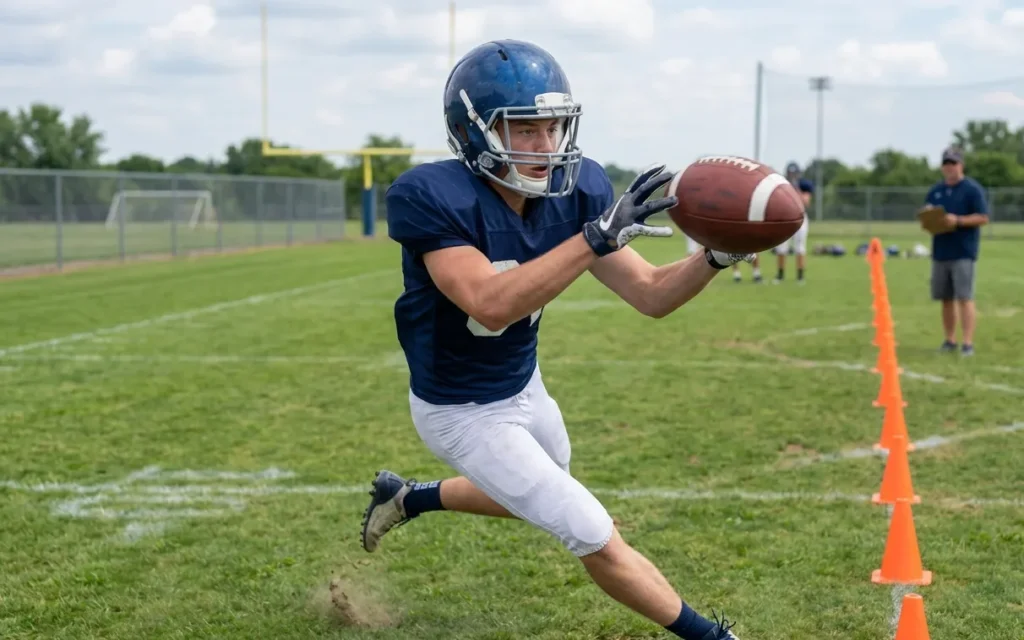 football catching drills wide receiver catching ball with proper hand position
