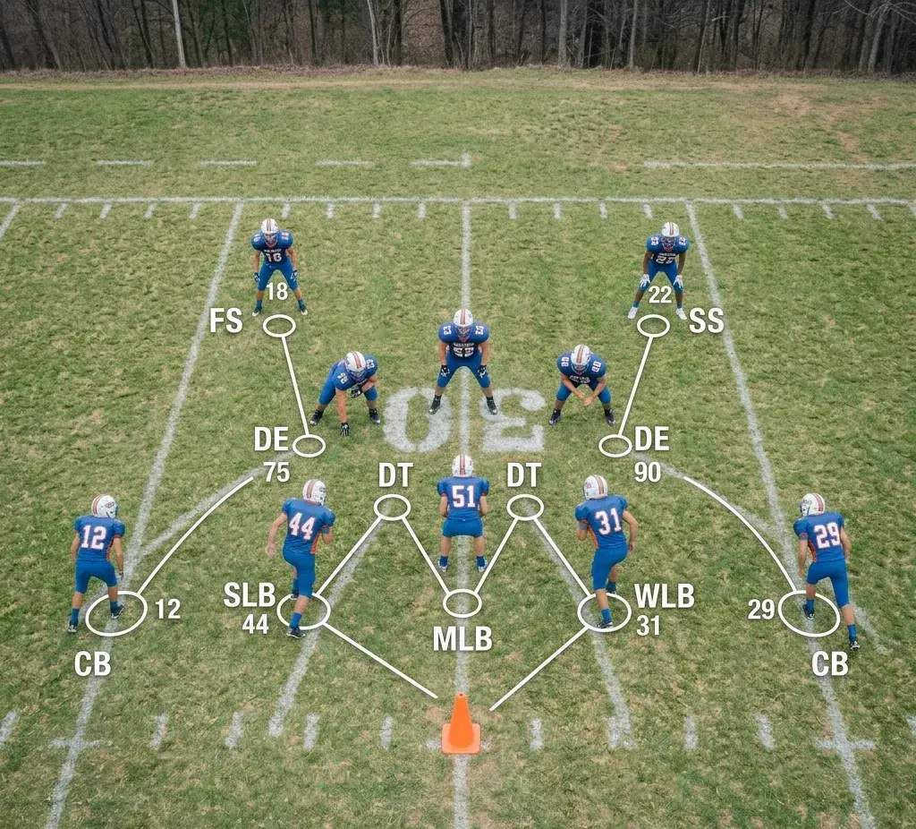 football defensive positions showing defensive line linebackers and defensive backs