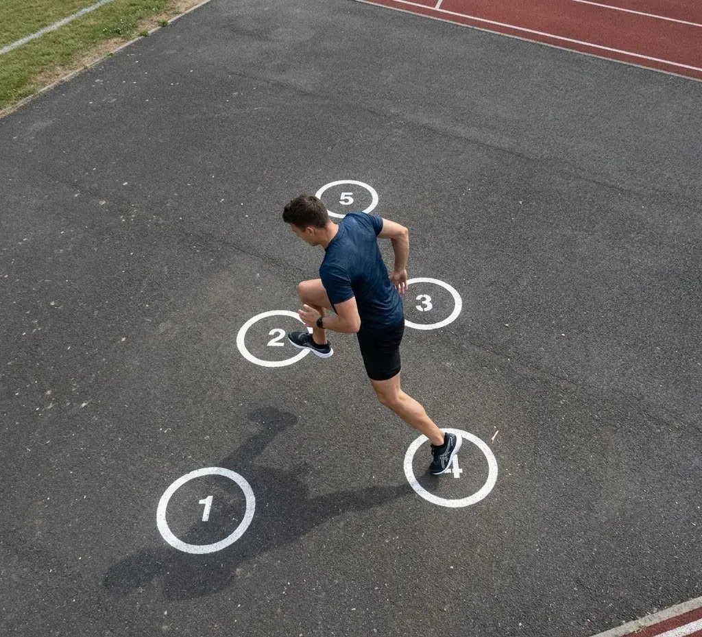 football dot drill for balance and foot control aerial view