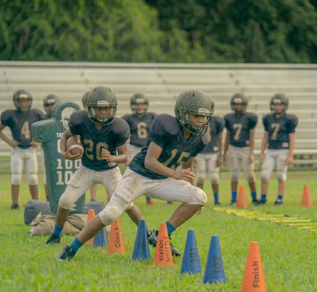 football shuttle run drill beginners training