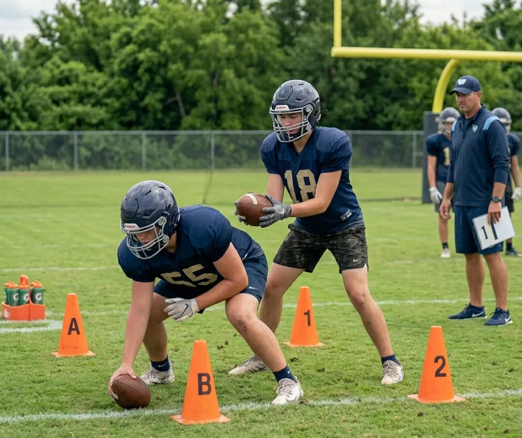 football stance and snap exchange drill beginners