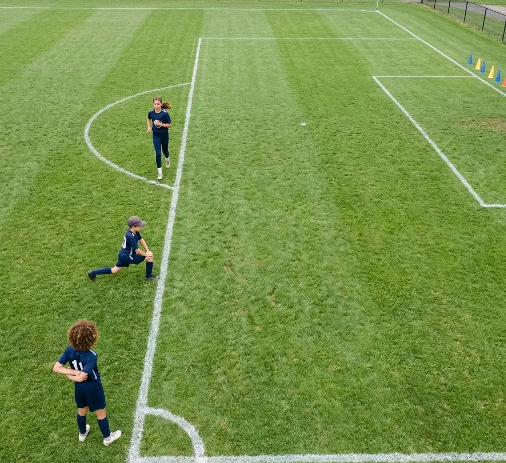 football stretching routine beginners aerial view warm up drills