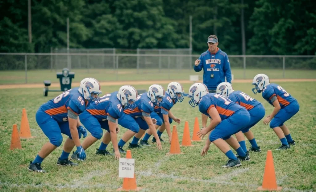 football trench drills for beginners at line of scrimmage