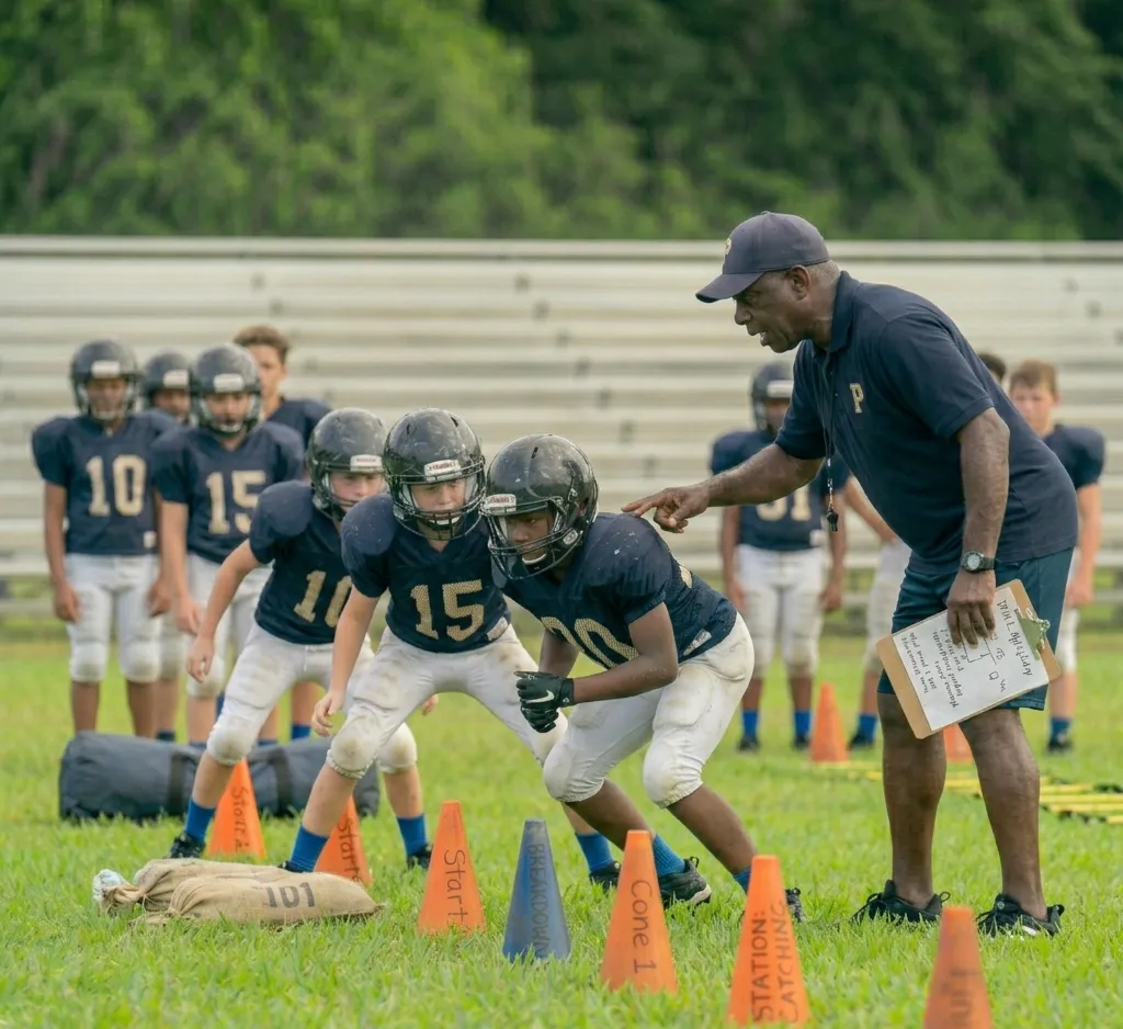 youth football hawk roll tackling drill demonstrating safe contact technique