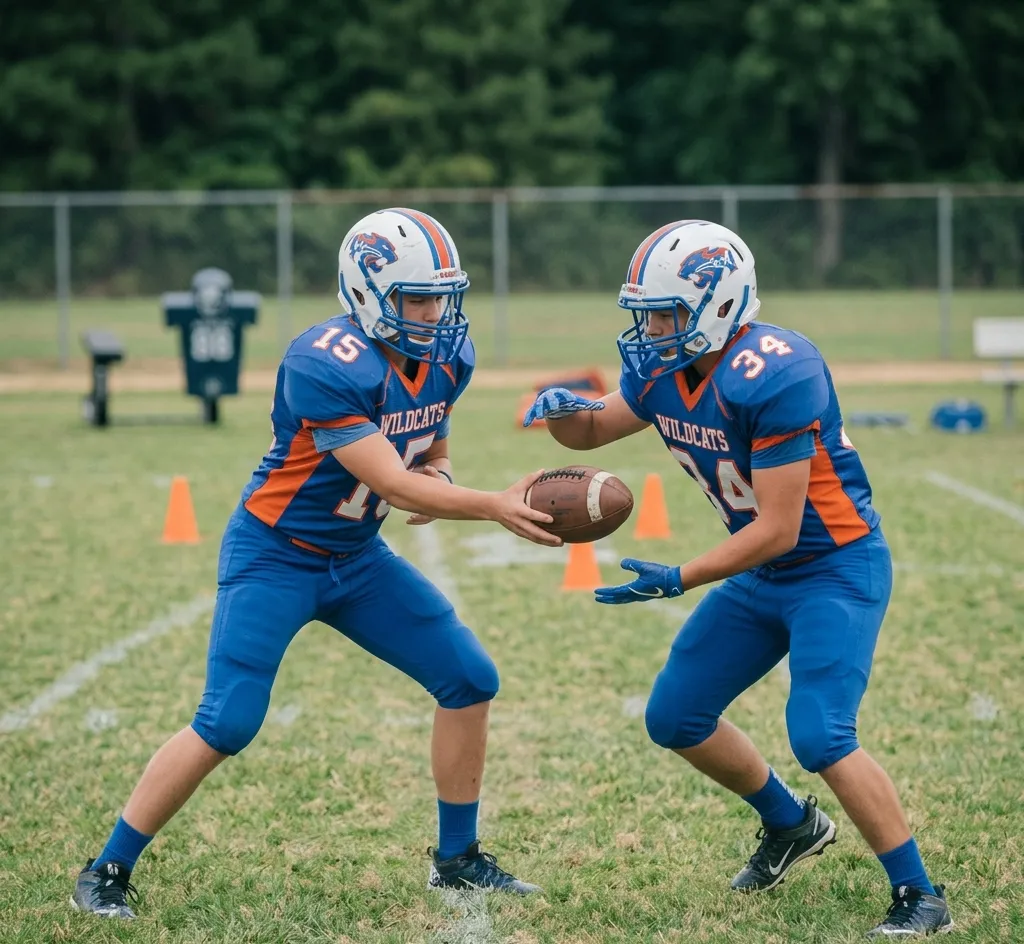 football handoff drill quarterback to running back ball exchange