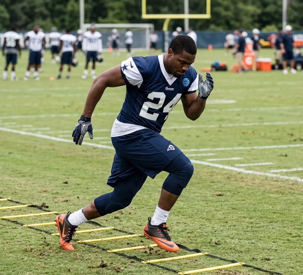 running back ladder drill footwork training