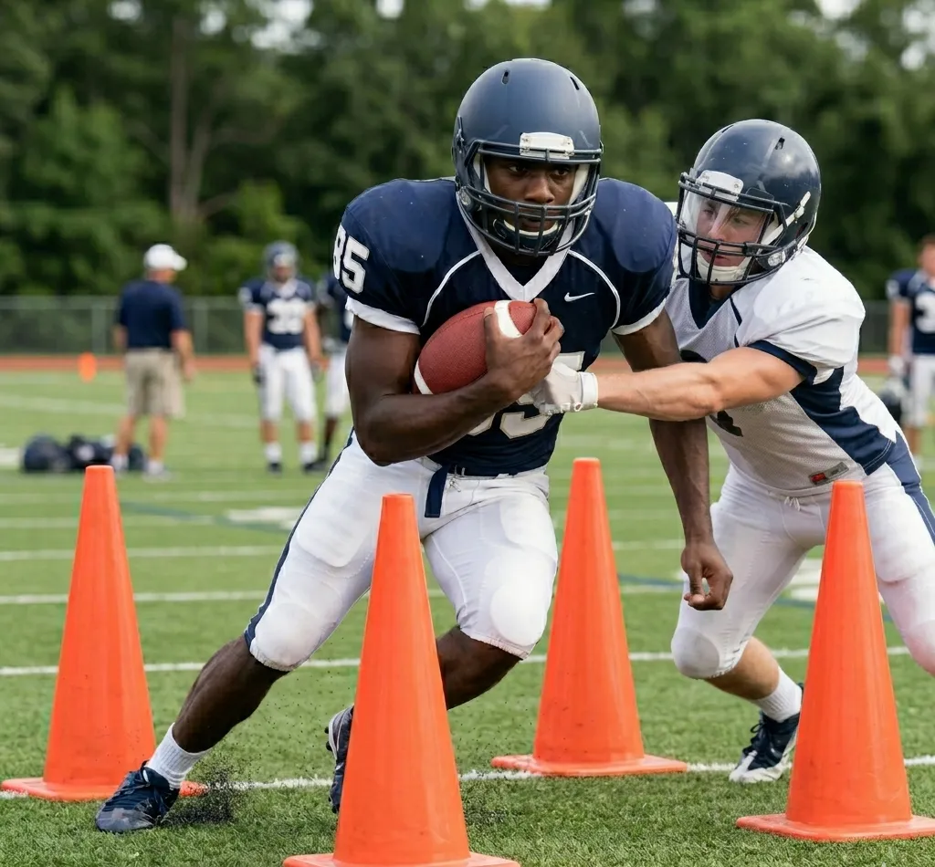 strip attempt drill football defender trying to force fumble