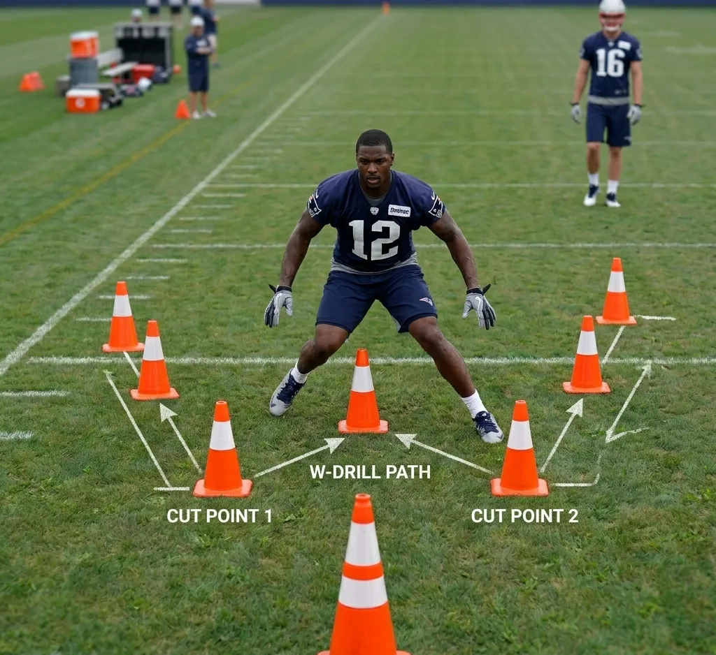 football W drill cone setup agility training