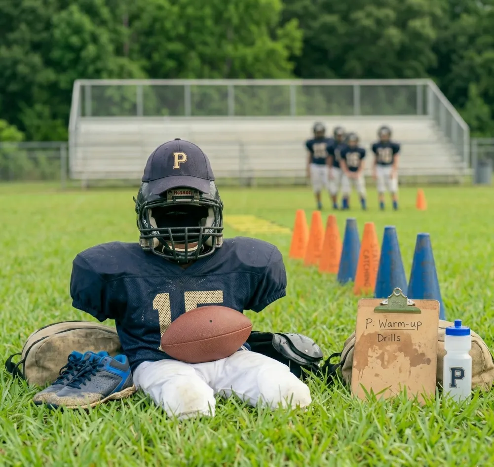 youth football equipment for first day practice beginners